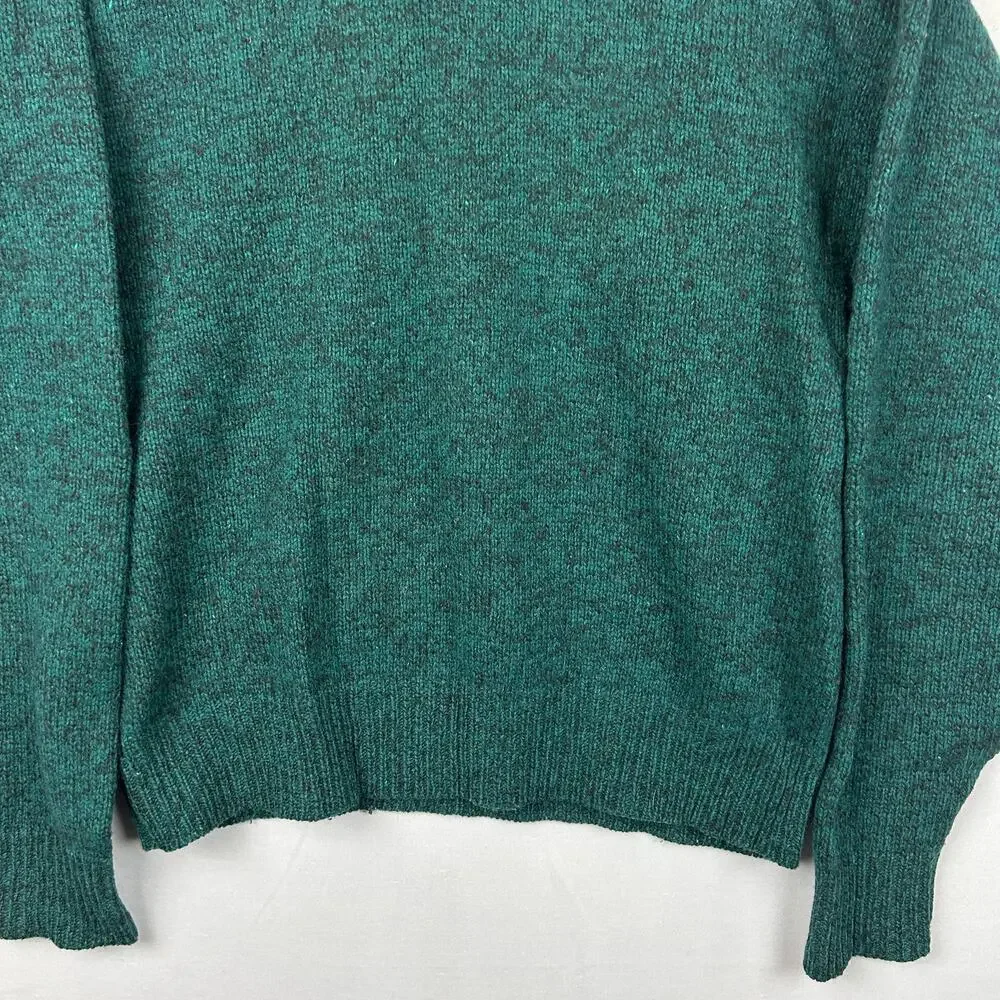 Eddie Bauer Vintage Green Wool Blend Fisherman Sweater Made in USA Men's Size S